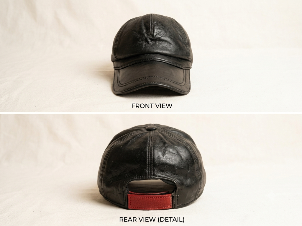 BASEBALL BLACK LEATHER CAP